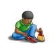 Boy Cleaning with hand broom and a dustpan