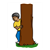 Boy by a Tree Color PDF