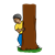 Boy by a Tree Color PNG