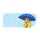 Girl in Rain with blue umbrella and yellow raincoat