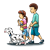 Children Walking Dalmatian Color PNG