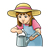 Girl with Watering Can Color PNG