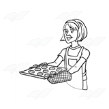 Lady with Red Oven Mitts
