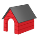 Red Doghouse with black roof
