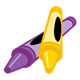 Purple and Yellow Crayons stacked