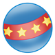Blue Ball with red stripe and yellow stars