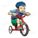 Boy on Red Tricycle