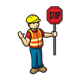 Toy Construction Worker holding a stop sign