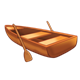 Wooden Rowboat with oars