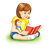 Girl Reading with Doll Color PNG