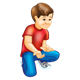 Boy Kneeling Down with hands out