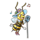 Singing Bee girl with microphone and music notes