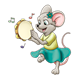 Mouse Playing Tambourine music notes