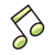 Green Eighth Notes Color PNG
