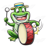 Bullfrog Playing a Drum