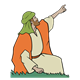 Shepherd in Orange Garment pointing