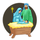 Nativity Scene Mary, Joseph, Jesus, and background
