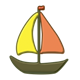 Sailboat with orange and yellow sails