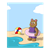 Bear at the Beach Color PNG