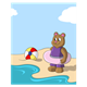 Bear at the Beach with beach ball and inner tube