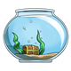 Fishbowl with treasure chest