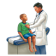 Doctor Examining Boy on exam table with stethoscope