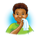 Boy Wiping Mouth with blue background
