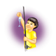 Boy Catching Eaten Fish with purple background