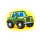 Green Jeep with yellow background