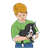 Boy with Injured Dog Color PNG
