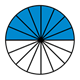 Fraction Pie showing eight-sixteenths, blue, white