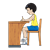 Boy Working at Desk Color PNG