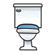 Toilet with blue lid