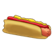 Bitten Hot Dog with mustard and ketchup