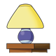 Purple Striped Lamp on table