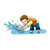 Boy Splashing in the Water Color PDF
