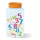 Glass Jar with lid and multicolored numbers