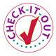 Purple 'Check-It-Out' with a red check mark