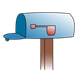 Empty Blue Mailbox  with flag down