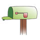 Empty Green Mailbox   with flag down
