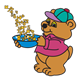 Bear with bowl of Mathbits cereal