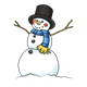 Snowman with top hat and blue scarf