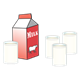 Milk Carton with four glasses full