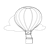 Hot Air Balloon and Cloud Line PNG