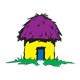 Grass Hut with purple roof