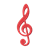 Red Treble Clef Color PNG