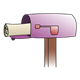 Open Purple Mailbox with newspaper sticking out