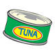 Tuna Can with yellow label and blue writing