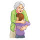 Grandmother hugging granddaughter