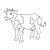 Black and White Cow Line PNG